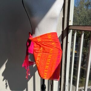 Y2K NWOT Victoria's Secret Summer Love Sarong 2012 Vibrant Pink and Orange
